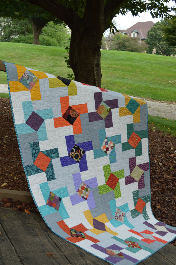 Dutch Windmill Quilt by Sharon McConnell for Color Girl Quilts, modern patchwork, charm quilt