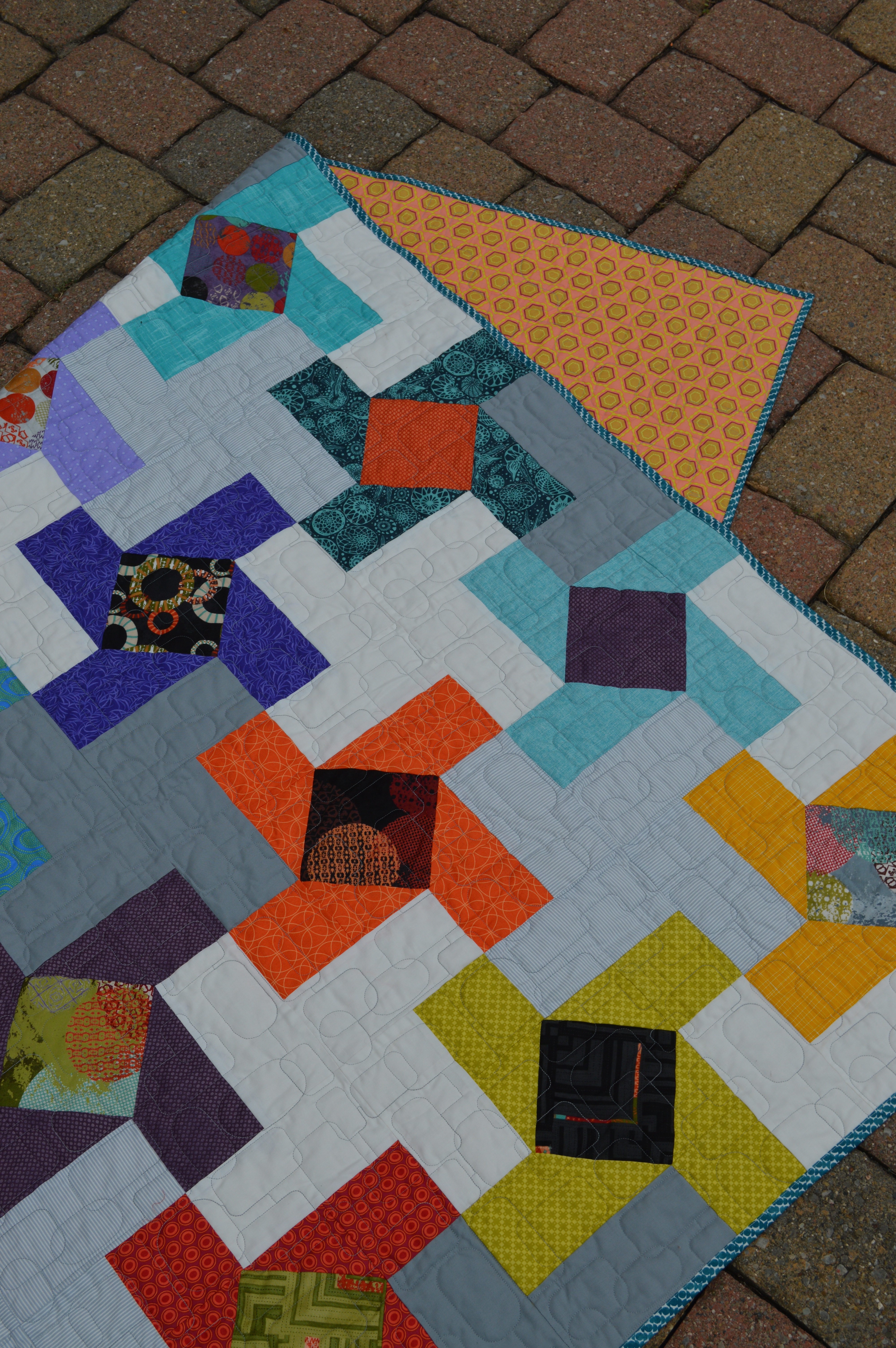 Dutch Windmill Quilt by Sharon McConnell for Color Girl Quilts, modern patchwork, charm quilt