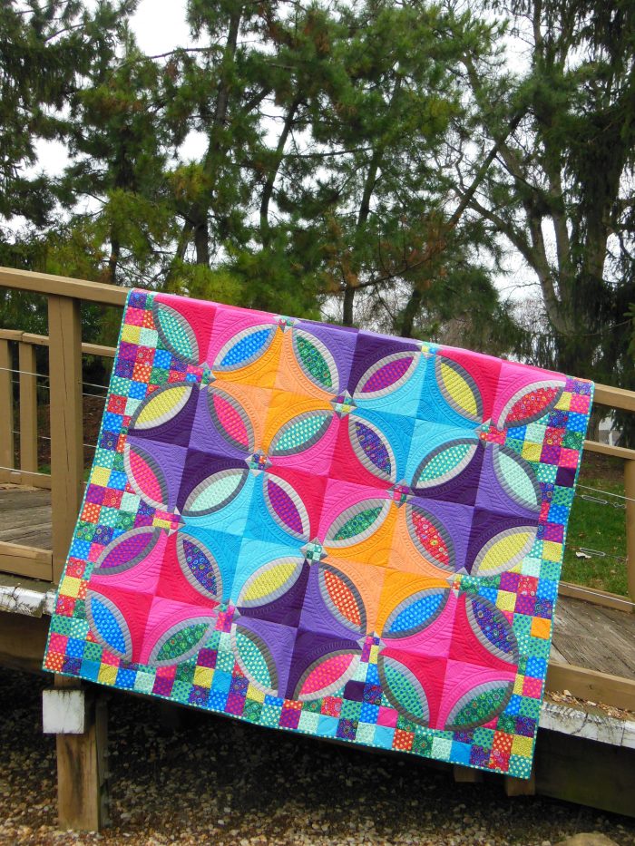 Polka Dot Bikini Quilt, modern wedding ring quilt, by Sharon McConnell