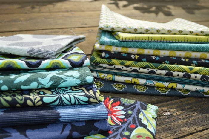 choosing color, fabric for quilt, blue and green quilt