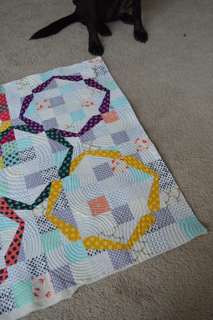 Hula Girl Quilt by Sharon McConnell, modern ring quilt, paper piecing