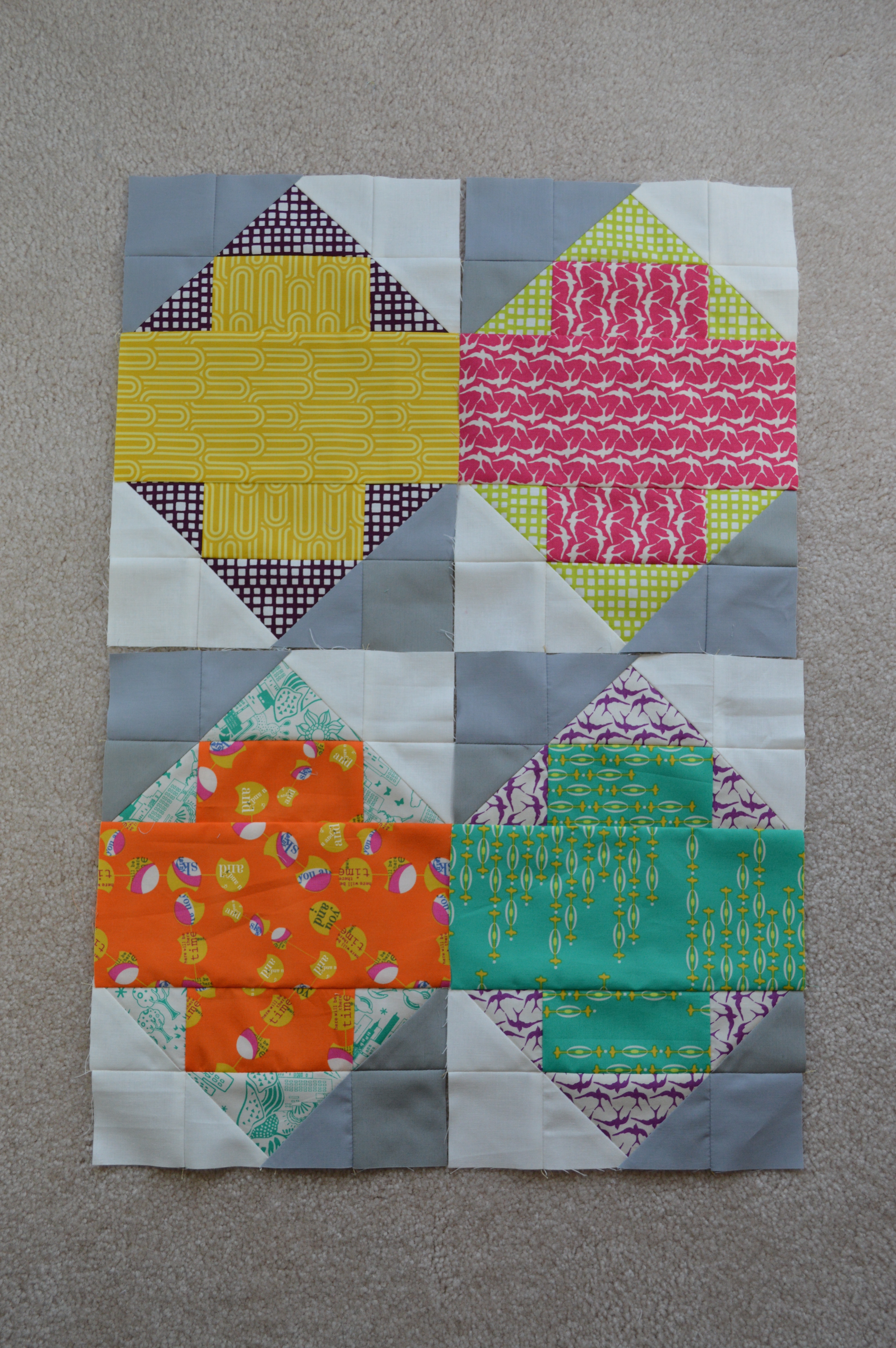 cross patchwork blocks by Sharon McConnell, with Utopia Fabric by Art Gallery fabrics