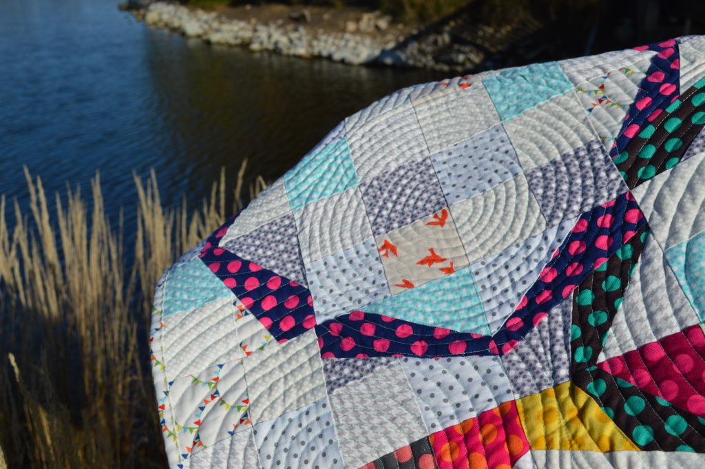 Hula Girl quilt by Sharon McConnell Hula Girl Quilt by Sharon McConnell, low volume, polka dot patchwork ring quilt