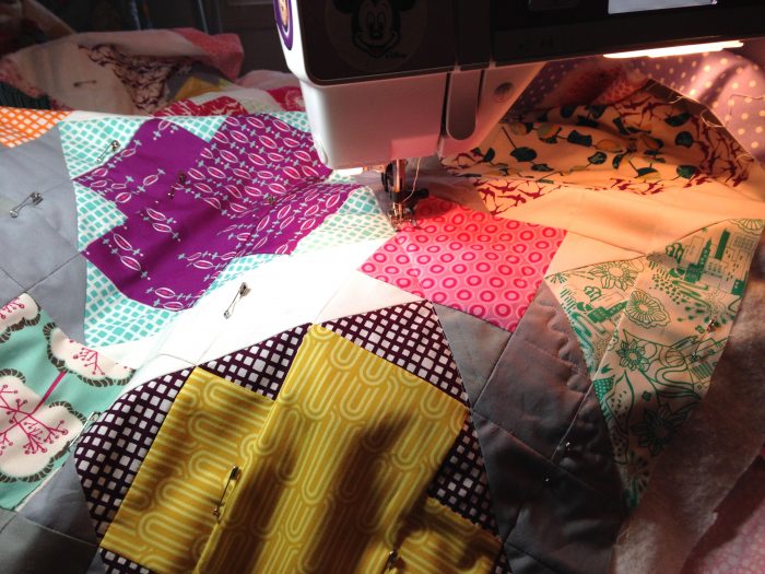 Utopia quilt, art gallery fabrics, modern patchwork cross quilt