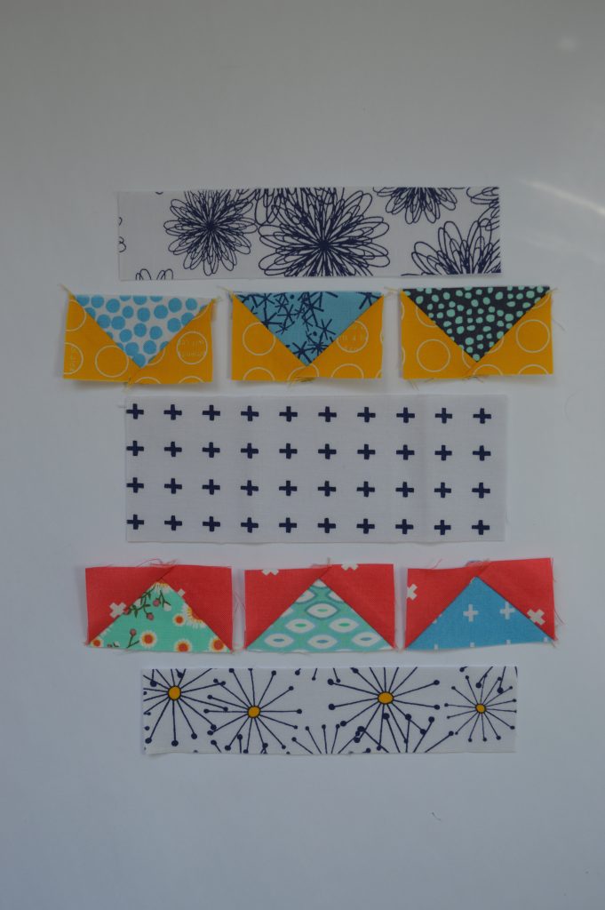 Simple Sampler modern quilt block with Flying geese