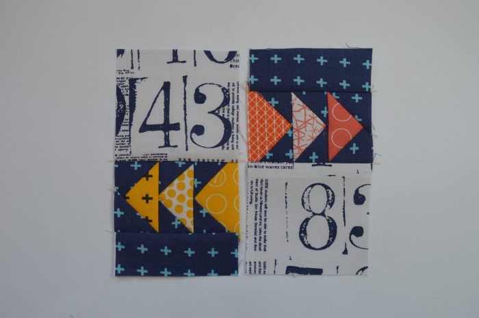 Super Simple Sampler six inch modern quilt block with flying geese