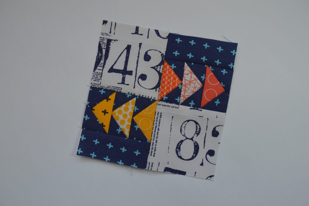 Super Simple Sampler six inch modern quilt block with flying geese