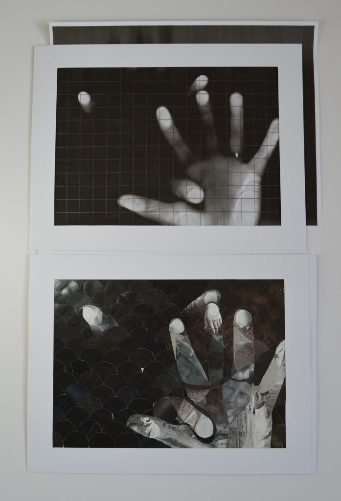 black and white art study in contrast, collage