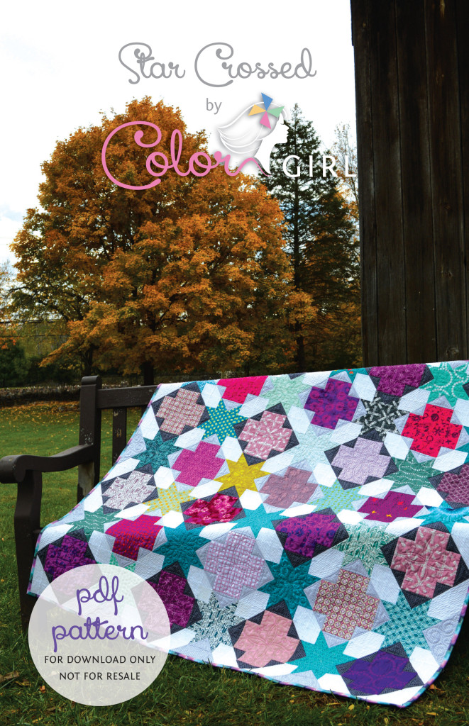 Star Crossed quilt pattern, modern patchwork quilt by Sharon McConnell with stars and crosses, scrappy fabric