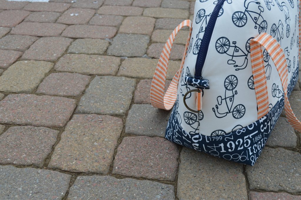 Sew Sweetness pattern, aeroplane handmade duffel bag