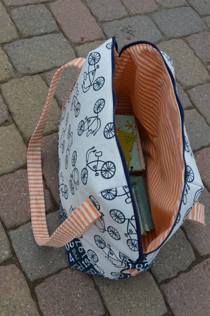 Sew Sweetness pattern, aeroplane handmade duffel bag
