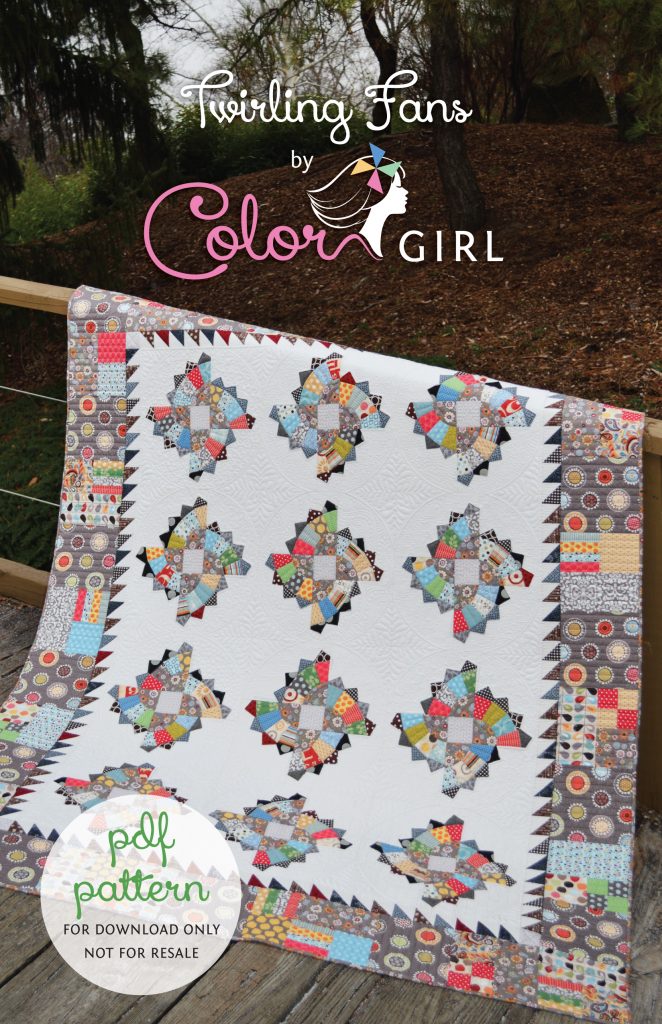 Twirling fans quilt pattern by Sharon McConnell, modern tradition fan quilt