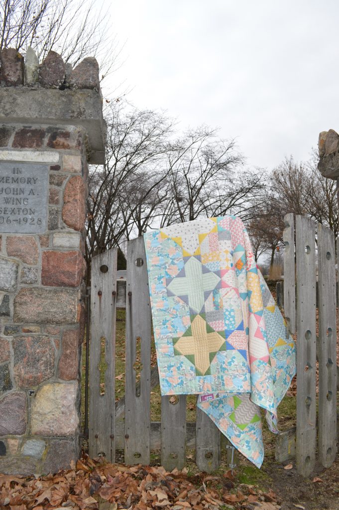 Gossamer quilt patchwork by Sharon McConnell, fabrics by Art Gallery Fabrics