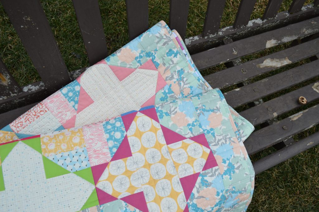 Gossamer quilt patchwork by Sharon McConnell, fabrics by Art Gallery Fabrics