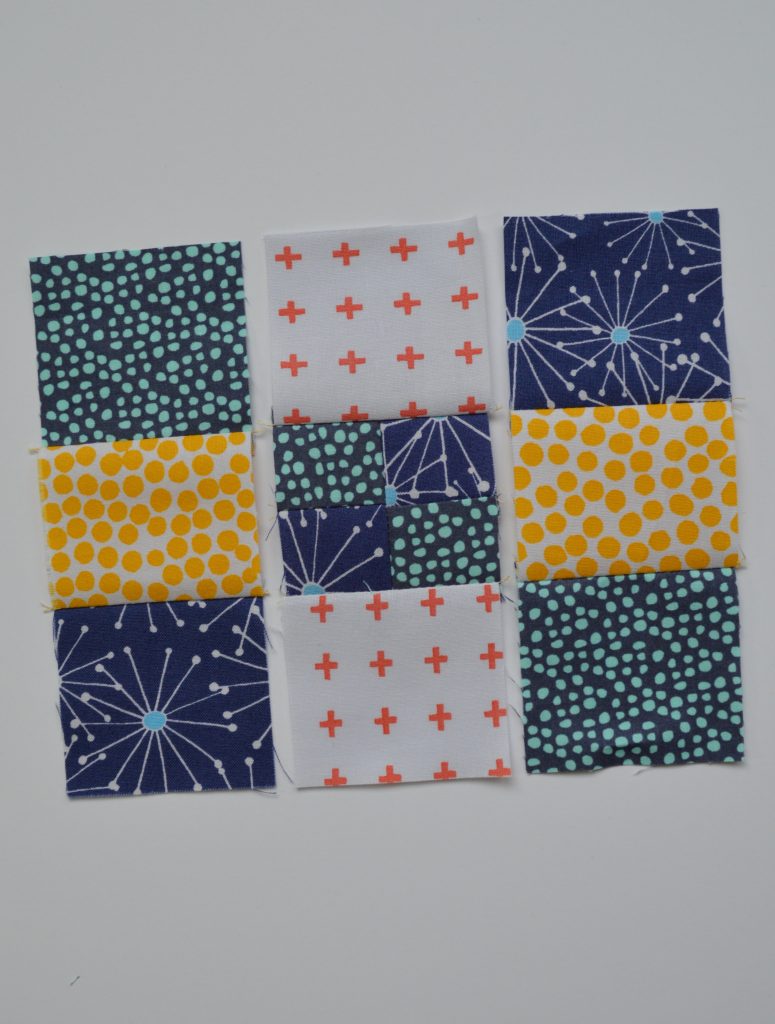 how to make super simple modern quilt sampler with nine patch squares
