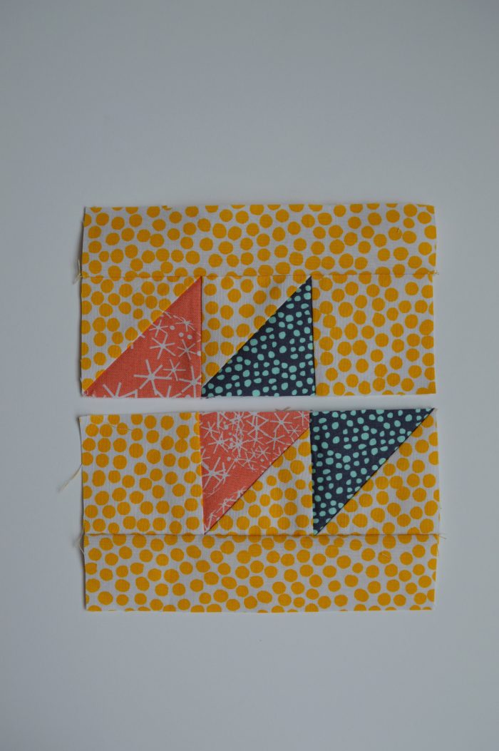 how to make super simple modern sampler quilt blocks with triangles, tutorial