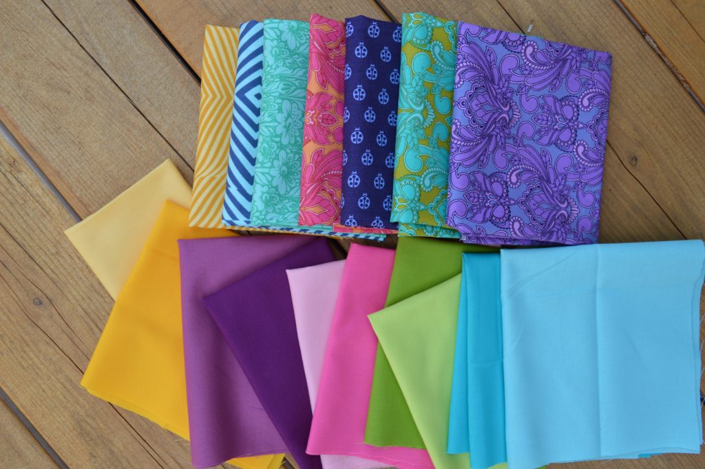 Tula Pink True Colors fabrics with Kona Solids Tula Pink True Colors fabrics