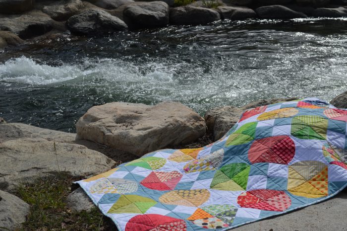 TipsyByColorGirl modern curved quilting pattern with scrappy fabrics