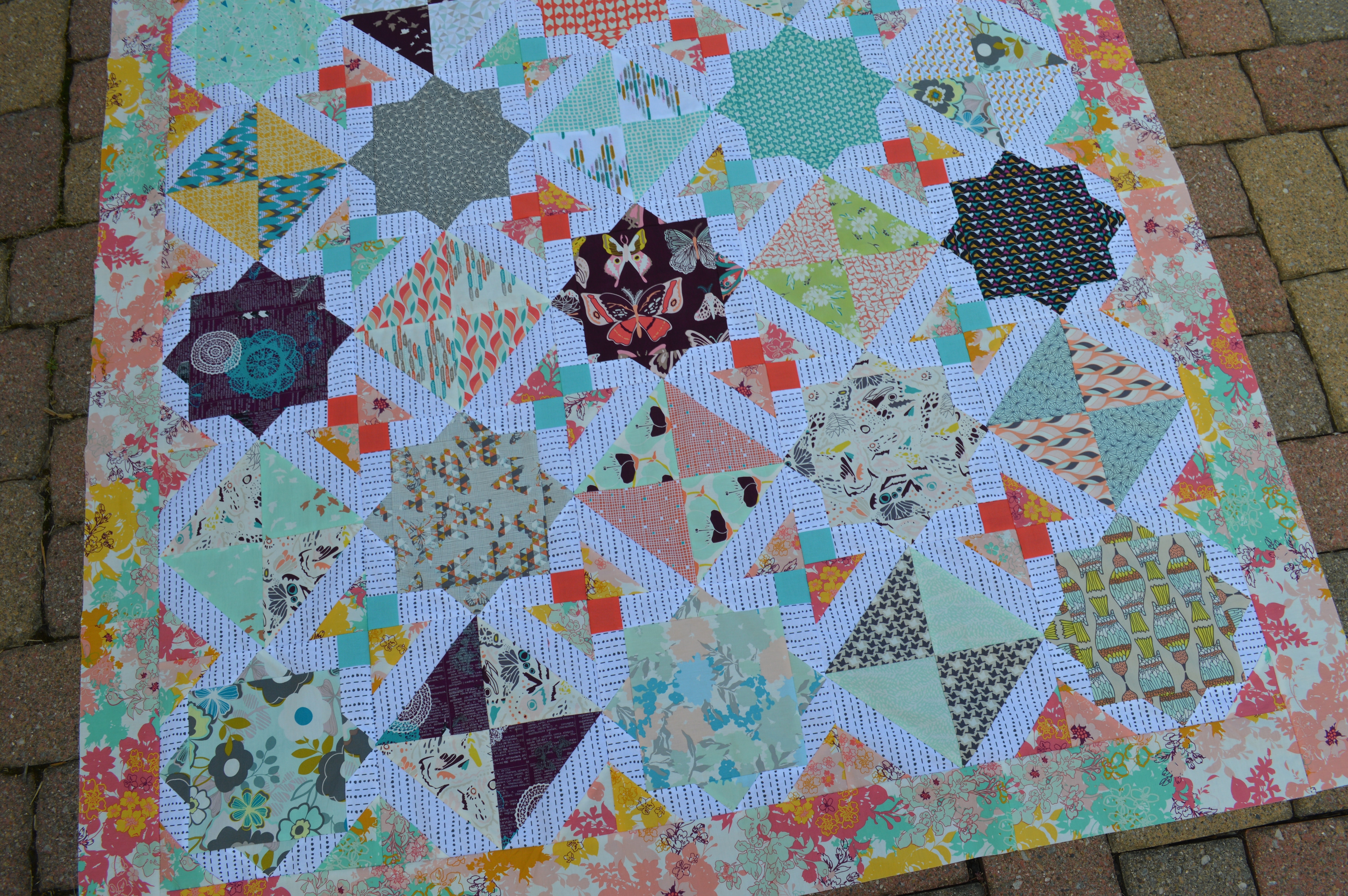Talia Quilt top featuring art gallery fabrics. pattern by Sharon McConnell