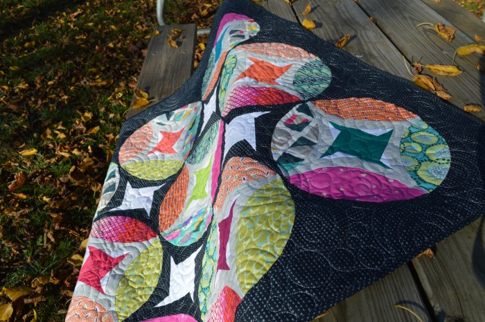 Eclipse quilt by sharon mcconnell using Tula Pink, Carrie Bloodstone and Zen chic fabrics