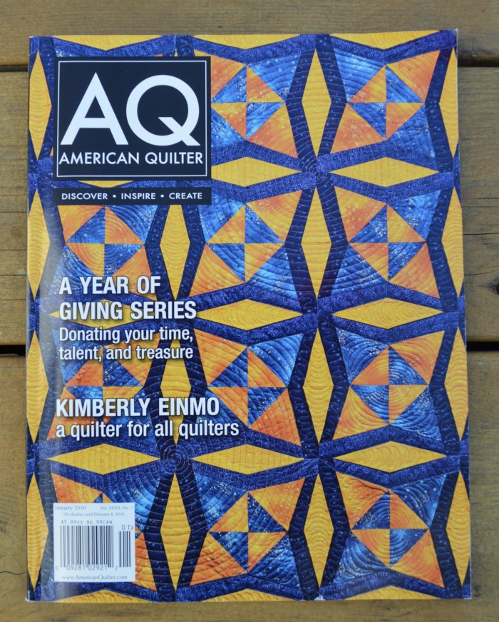 AQ quilting magazine 2015 featuring Skopelos quilt by Sharon McConnell