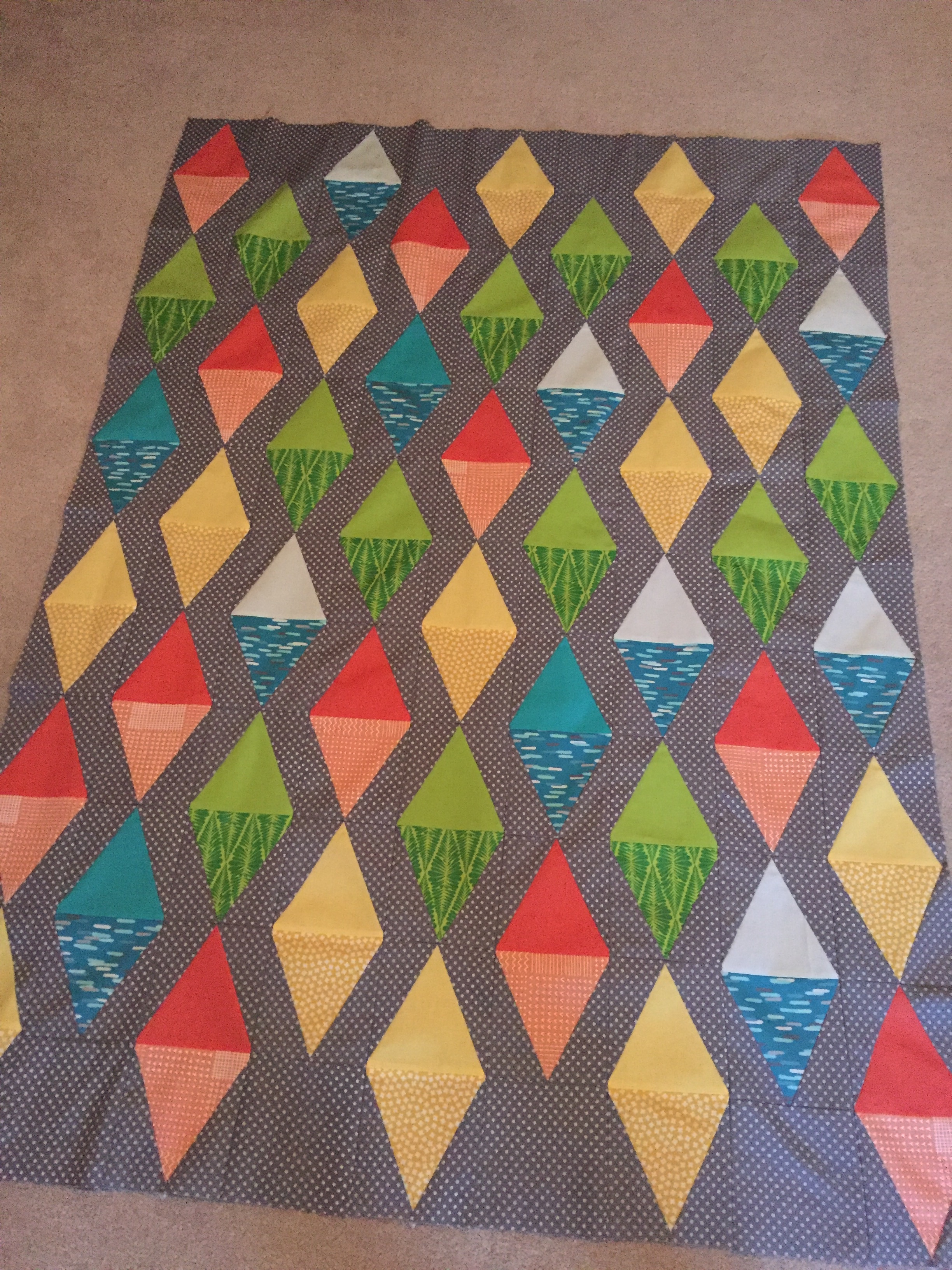 Easy diamond pieced patchwork quilt by Sharon Mcconnell