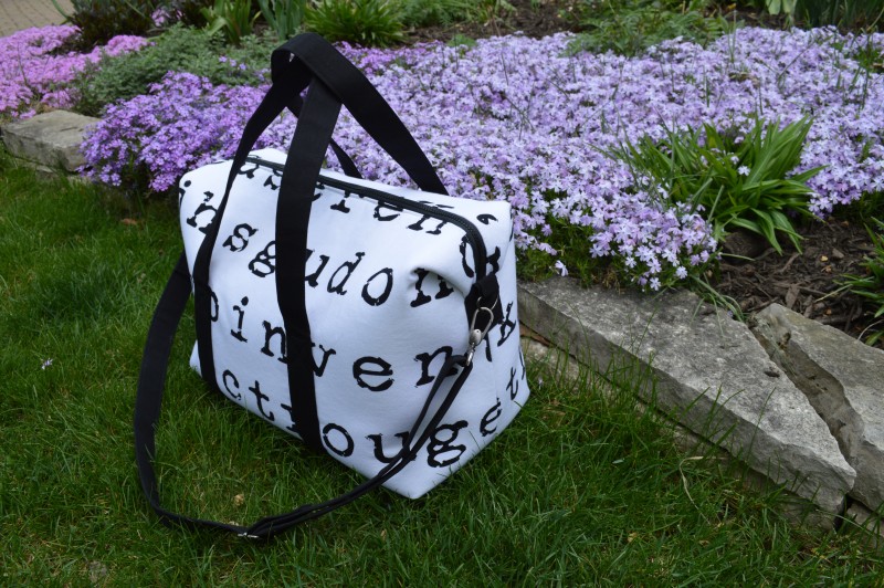 Emblem duffel bag with Art Gallery fabrics Canvas