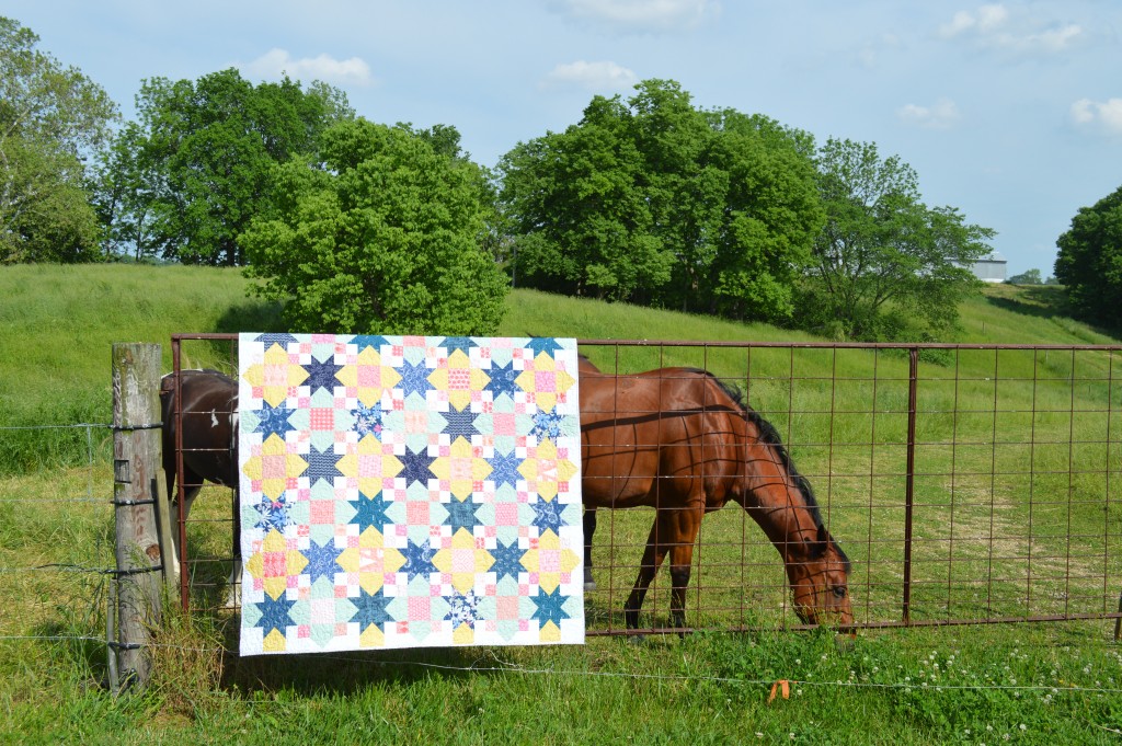 Lucky quilt pattern by Sharon McConnell with Art Gallery Fabrics, Star scrappy quilt