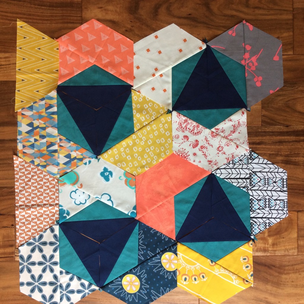 Trillium quilt pattern by Color Girl Sharon McConnell with fabrics by Art Gallery Fabrics