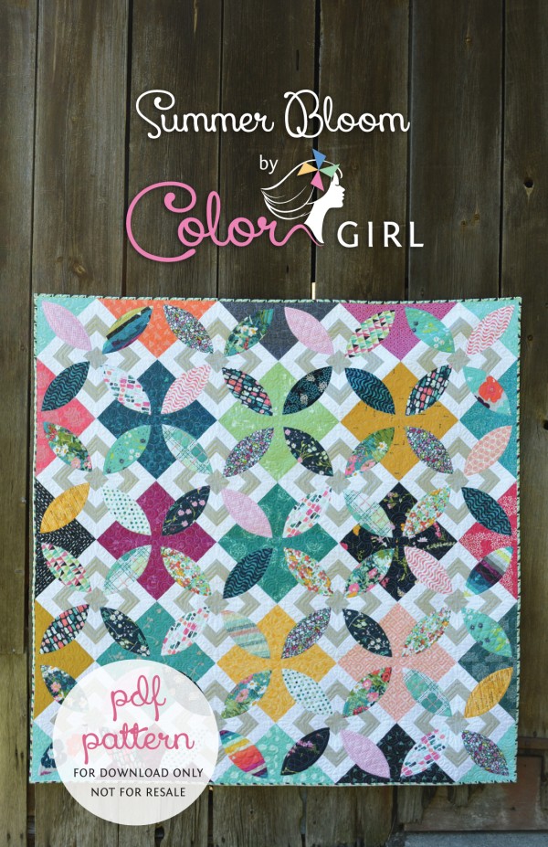 Summer Bloom quilt pattern by Color Girl, curved piecing modern quilt
