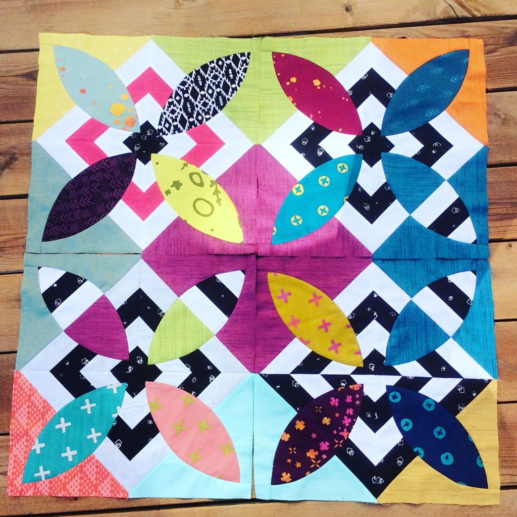 Summer Bloom quilt pattern by Color Girl, modern curved piecing quilt