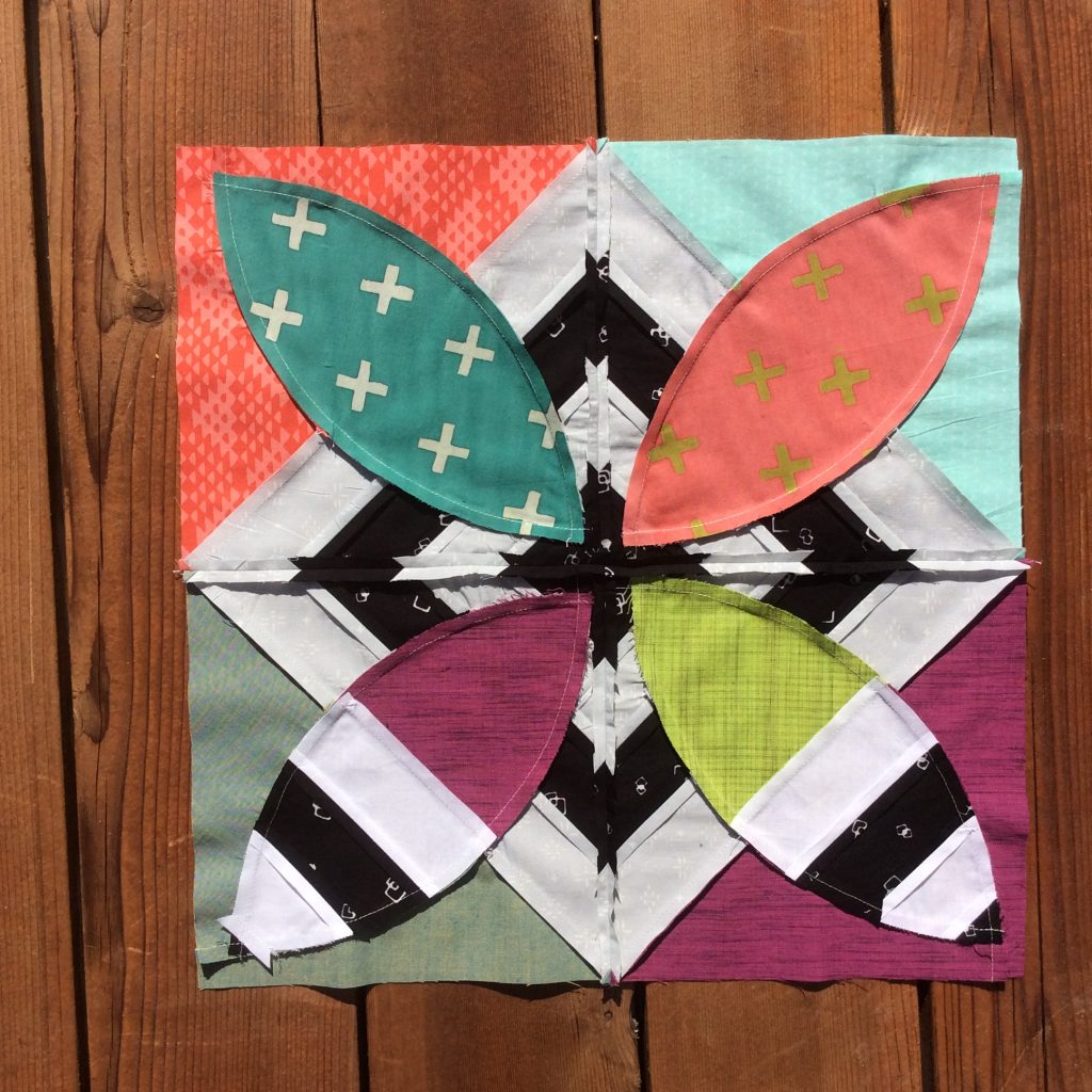 Summer Bloom quilt pattern by Color Girl, modern curved piecing quilt
