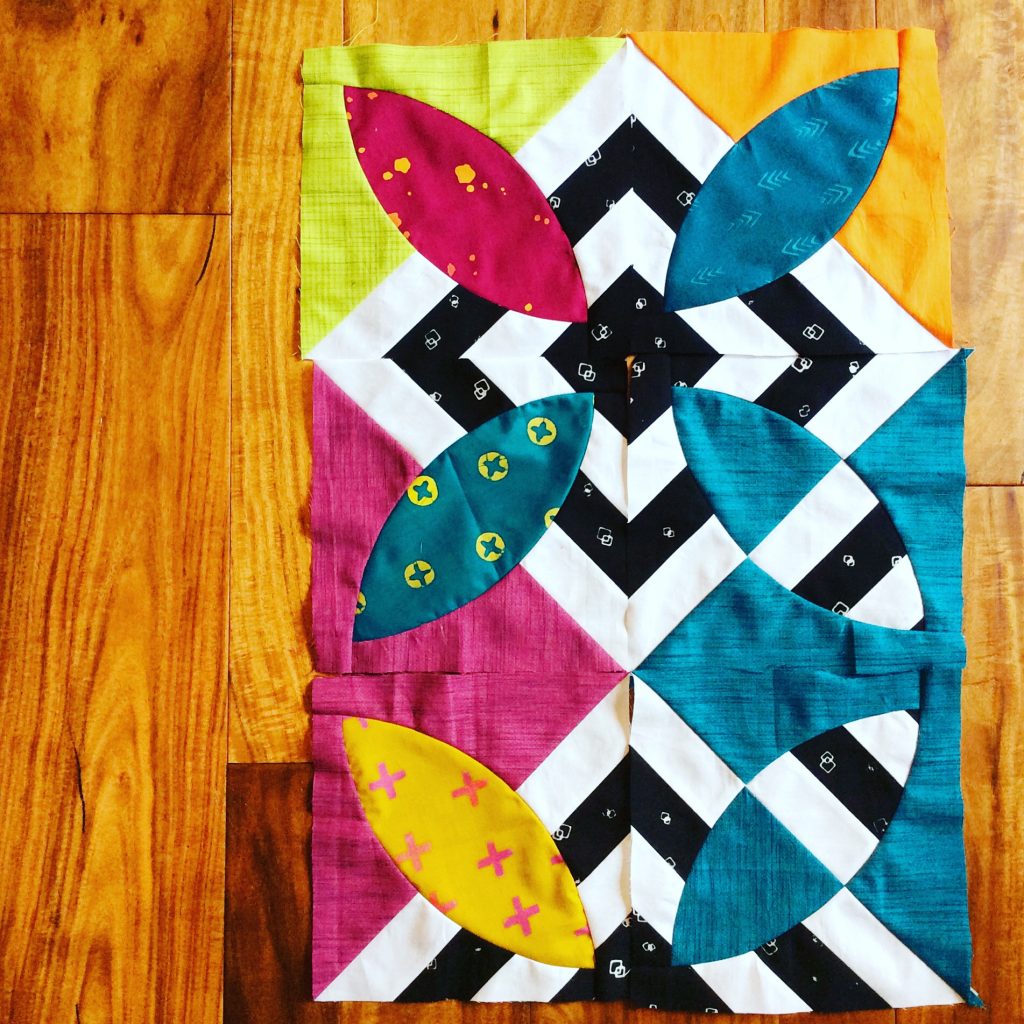 Summer Bloom quilt in progress by Sharon McConnell