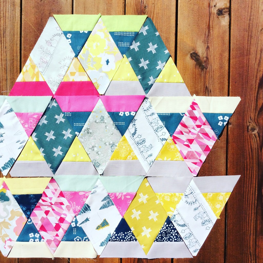 diamond and triangle quilt blocks with Heartland fabrics by Pat Bravo Art Gallery Fabrics