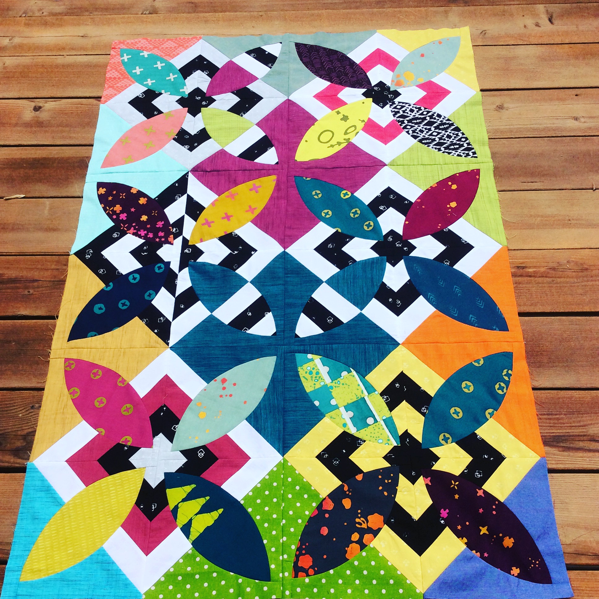 Summer Bloom quilt in progress by Sharon McConnell