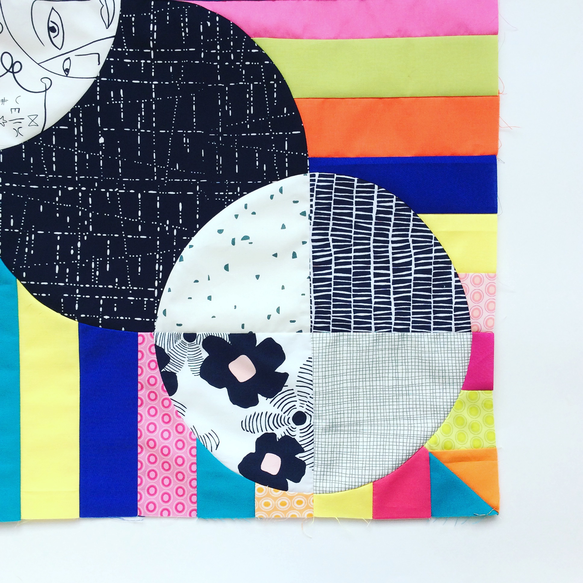 Color stripe curved piecing quilt by Sharon McConnell