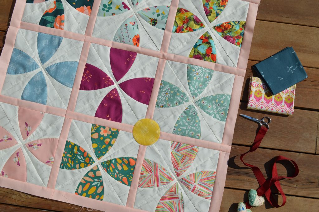 Whimsy Garden quilt pattern by Color Girl with Art Gallery fabrics and aurifil thread