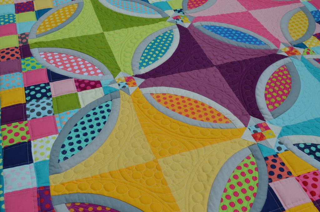 Polka Dot Bikini Quilt. Pattern by Color Girl Quilt Sharon McConnell. with Kona Cotton Solids by Robert Kaufman