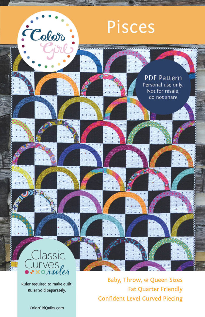 Pisces quilt pattern by color girl quilts using the classic curves ruler