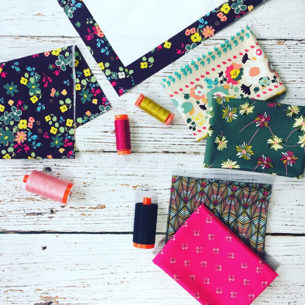 Indie boheme fabric by Pat Bravo, floral fabric for quilting, with Aurifil threads