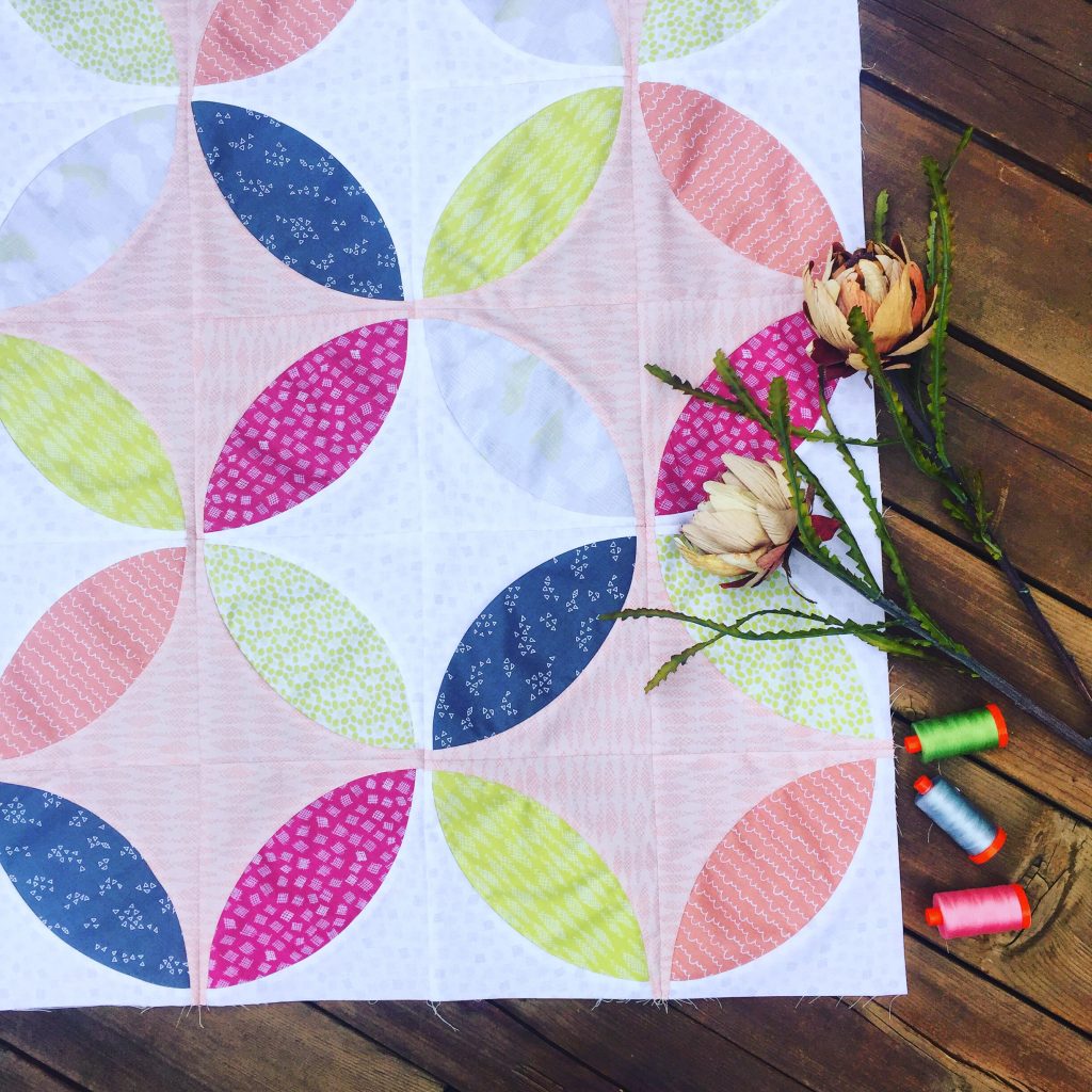 Picnic Quilt with Improv Fabrics by Benartex Fabrics. Pattern by Sharon McConnell with Classic Curves Ruler