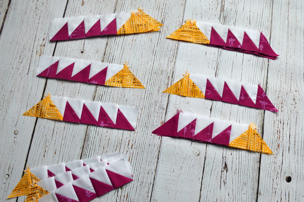 Pixie Medallion Quilt along, sewing half square triangles border for the feather star quilt block