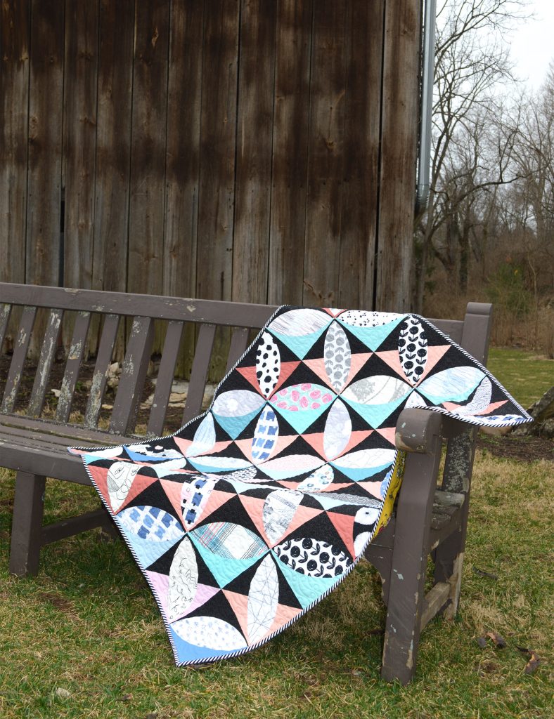 lagom quilt, curved piecing modern quilt with Art Gallery Fabrics by Color Girl Quilts