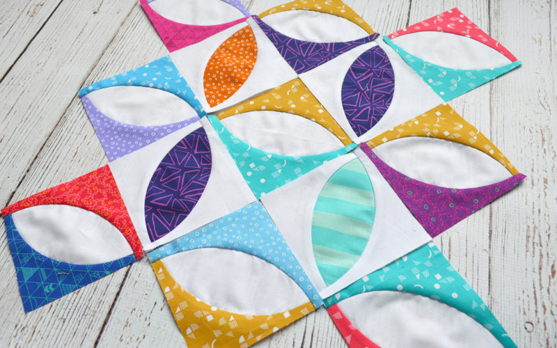 modern orange peel quilt with Panache fabrics by Rebecca Bryan, with classic curves ruler by Color Girl quilts