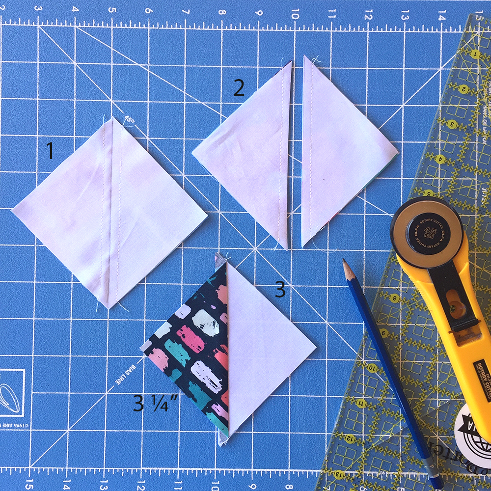 how to sew half square triangles for quilt without bias edges