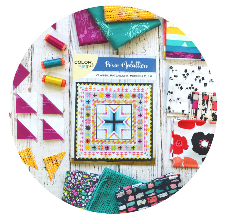 Pixie Medallion Quilt pattern by Color Girl Quilts. Quilt Along