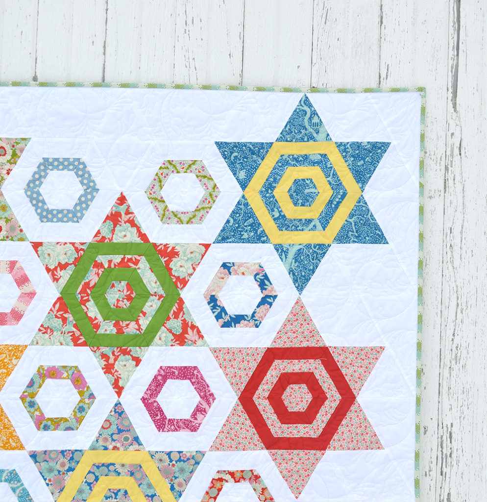 Aurora Quilt pattern by Color girl quilts with Tilda Lemon Tree fabrics