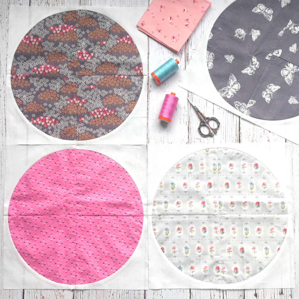 Dollhouse fabric by Art Gallery Fabrics, baby quilt by Color Girl quilts using Classic curves Ruler