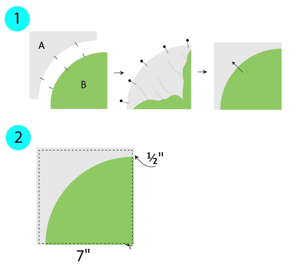Dollhouse quilt tutorial, free pattern with curved piecing by Color Girl Quilts