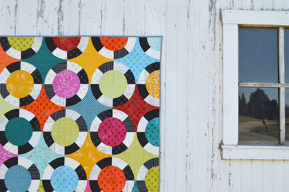 Curved piecing quilt with Classic Curves Ruler, pattern Colorgirlquilts.com